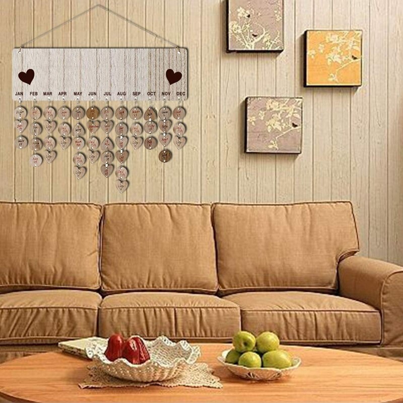 Family Birthday Board Set Hanging Wooden Calendar Wall Calendar Decor for Family Friends Birthday Reminder