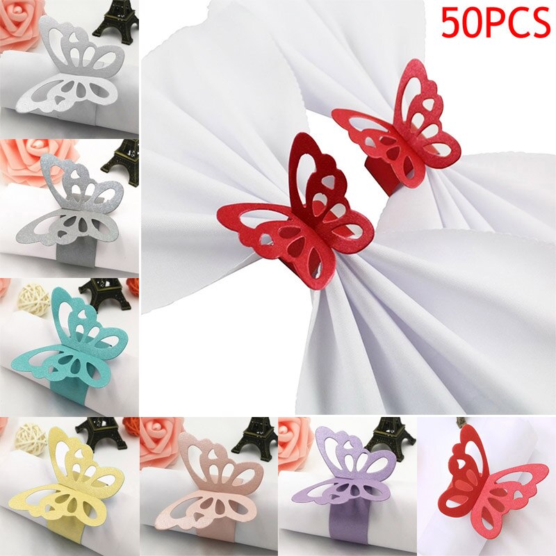 50 Stks/set Mooie Vlinder Papier Servetringen Benodigdheden Voor Wedding Party Decoratie Tt-Best