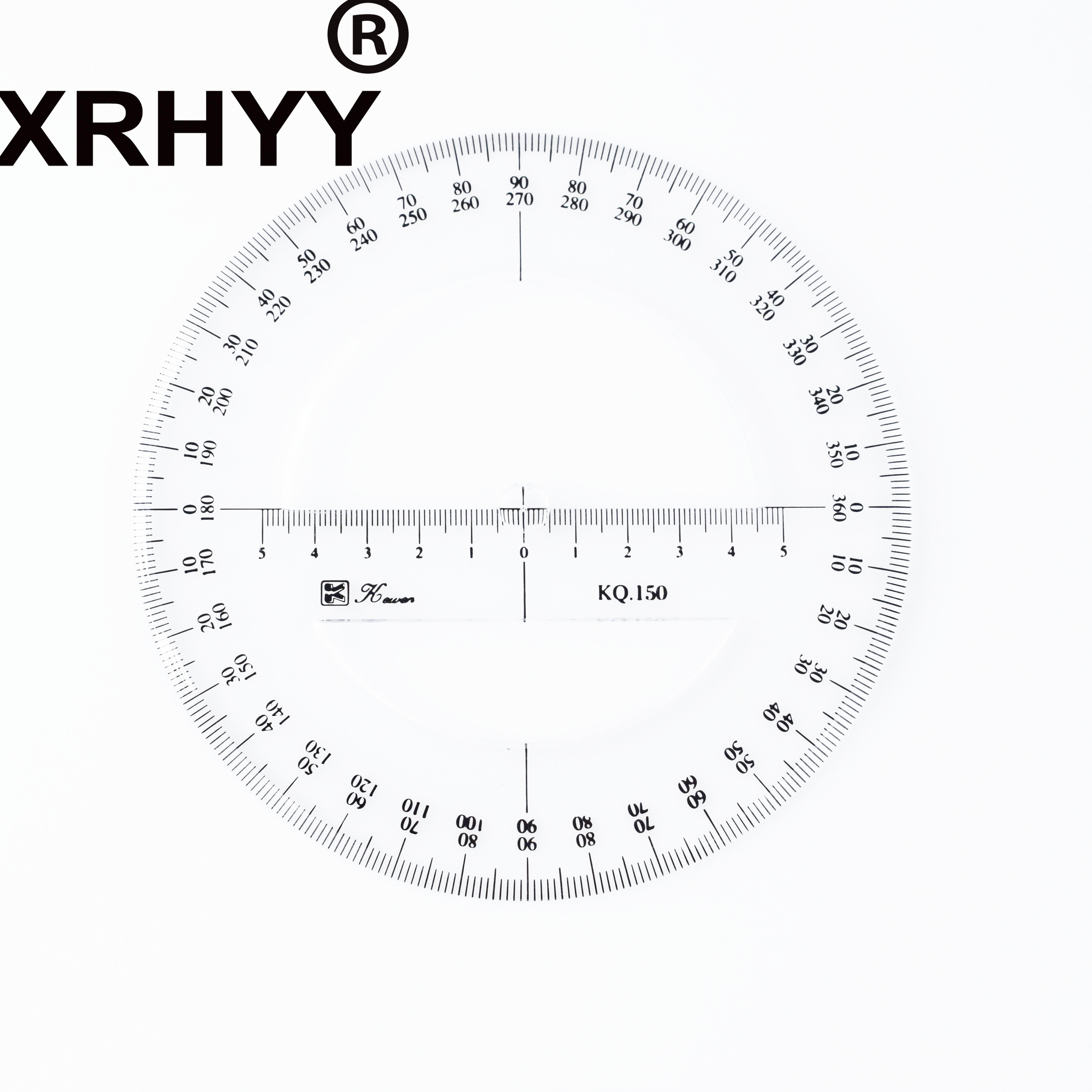 XRHYY Transparante Ronde 360 Graden Gradenboog Hoek Meet Tool Tekening Heerser Briefpapier (15 CM)