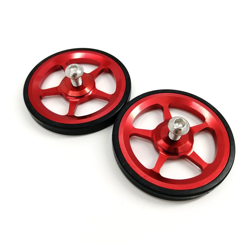 Brompton Rear Rack Easywheel 60mm Aluminum Alloy Easy Wheel Folding Bike Cargo Racks Accessories: Red  1Pair