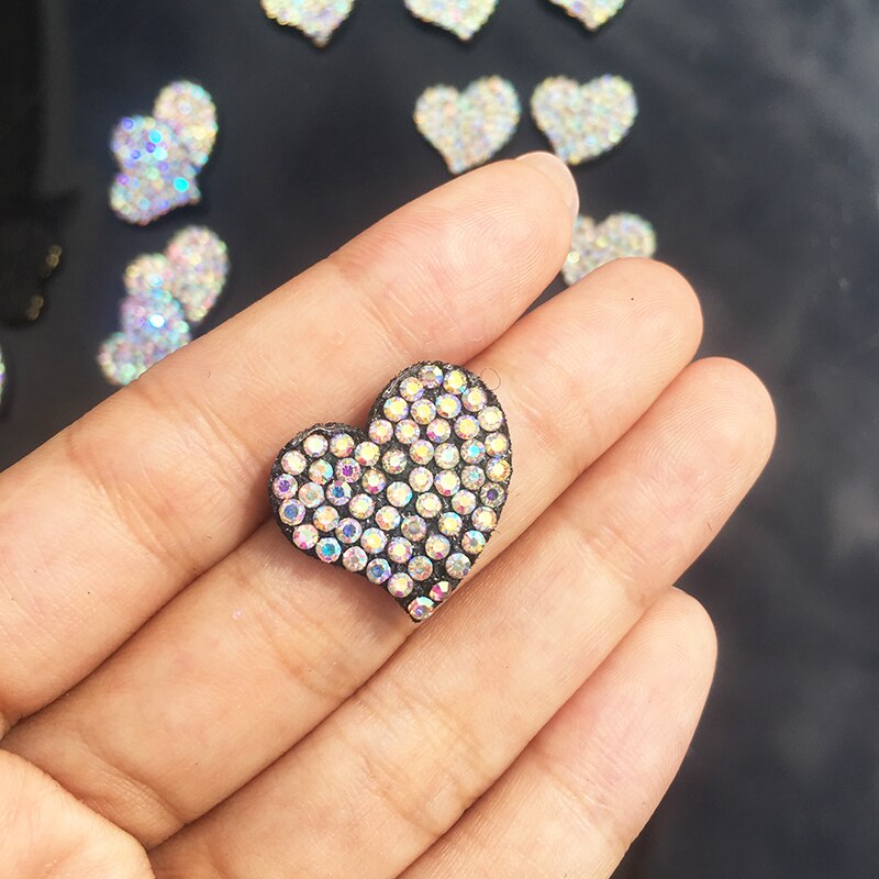 10 Pcs Leuke Hart Ab Rhinestone Applique Naaien Op Patch Voor Kleding Dess Diy Patches Kralen Applique Trui Applique