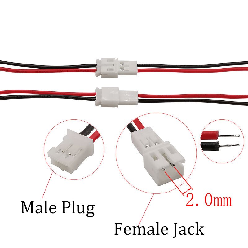 1/2/5Pairs Jst 2Pin Draad Connectors Jst Ph 2.0Mm 2P Man Vrouw Plug Jack socket Uitbreiding Elektrische Kabel Connector 10/15/20Cm