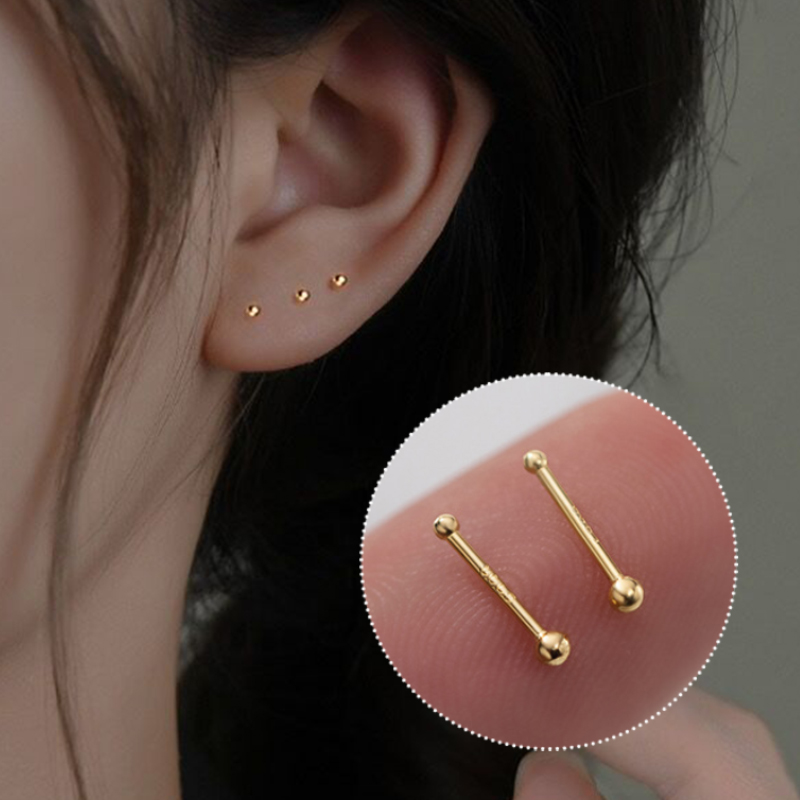 Pendientes minimalistas de 2 piezas para mujer y niña, aretes pequeños con tuerca, hipoalergénicos