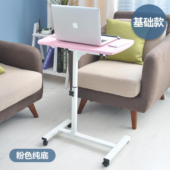 Movable Computer Desk Adjustable Laptop Desk Lazy Desk Bedside Lifting Table For Bed Sofa: Basic Model Pink