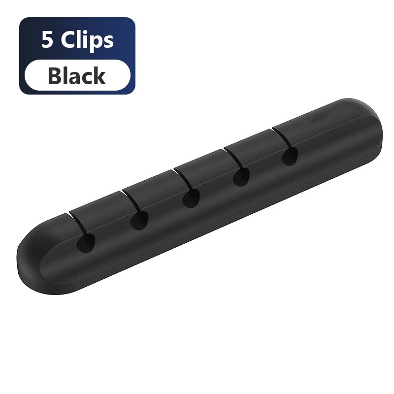 Silicone Cable Winders Flexible Cord Management Cable Holder Clips For USB Mouse Headphone Earphone Network Smart Wire Organizer: 5 Clips