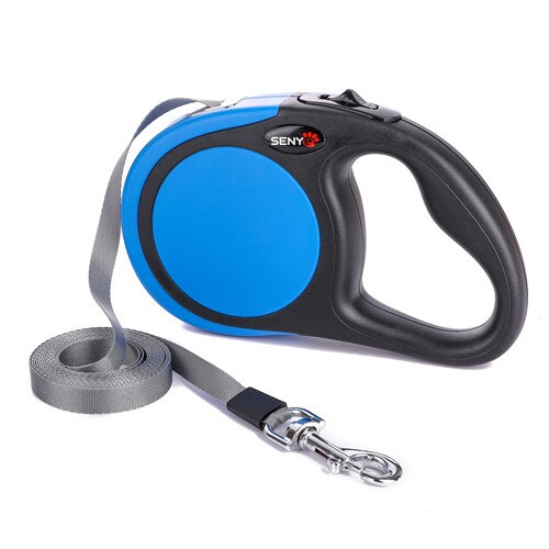 Dog Leash Retractable Automatic Extending Puppy Walking Running Leads 3M/5M Premium Durable Dog Traction Rope Belt Pet Leash: blue / 5M