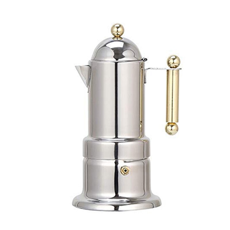 Vigano Koffiezetapparaat 4 Kopjes RVS Moka Pot - Kookplaat Espressomaker Met Veiligheidsklep