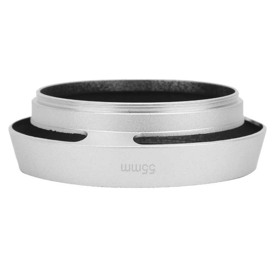 55Mm Zonnekap Universal Aluminium Draagbare Hollow Camera Bevel Zonnekap Shade Zilver Dslr Len Kap Voor Camera lens