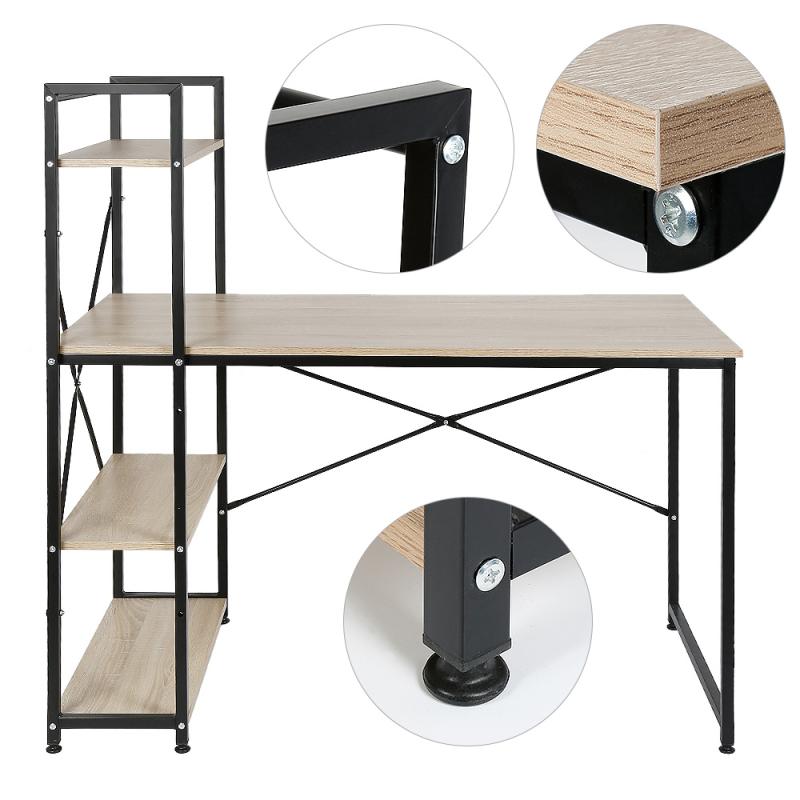 Large Wood Computer Office Desk Laptop Desk Writing Table Study Desk With Shelves Office Furniture PC Laptop Workstation Home