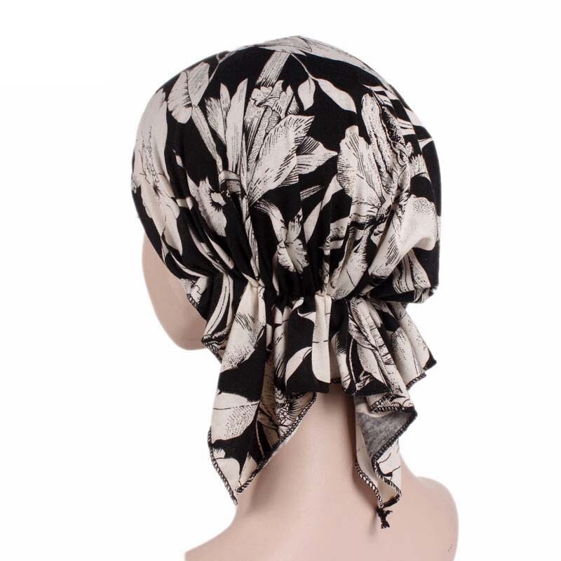 58cm kvinnor bomull hårmössor bandana halsduk färdigbunden chemo hatt mössa turban huvudbonader för cancer turbante dampatienter
