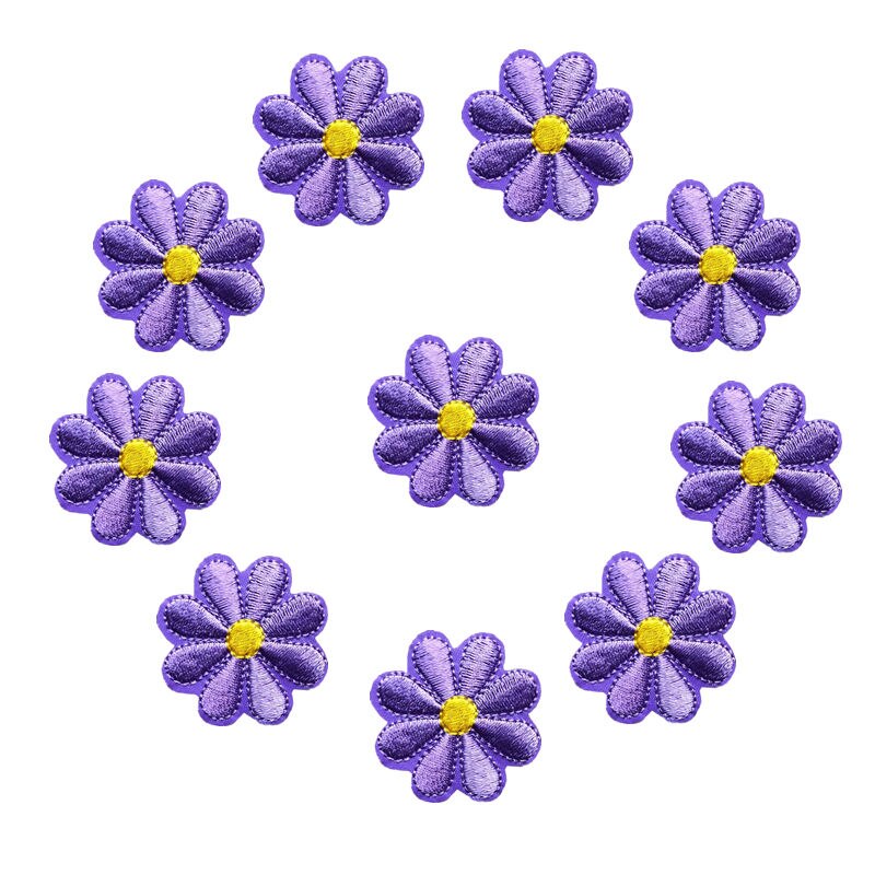 10 stk broderede blomsterpletter sy jern på badges daisy 9 farver 4cm til taske jeans hat t-shirt diy applikationer håndværk dekoration: 8