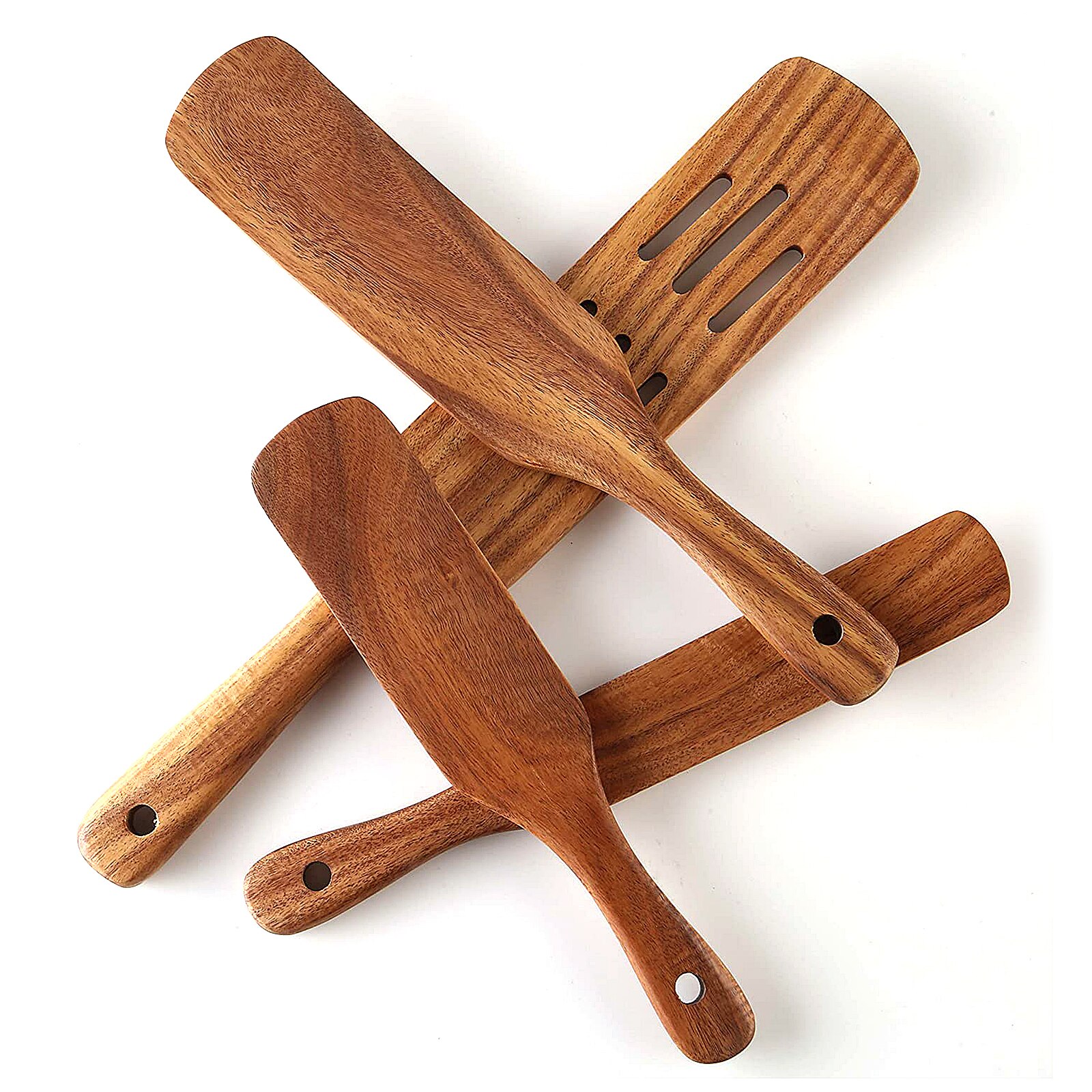 Espátula cuadrada de madera Natural, cuchara de aceite, utensilios de cocina de madera ecológicos, utensilios de cocina, 5 uds.