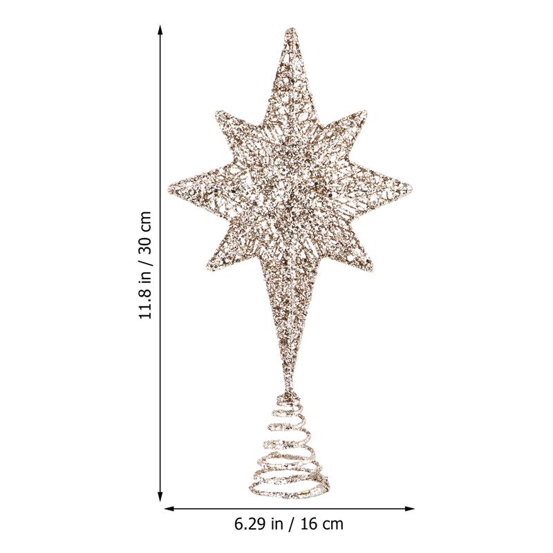 1pc jul otte spidse stjerne træ topper xmas træ ornament (champaign guld)