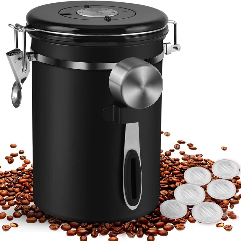 Coffee Canister,Stainless Steel Airtight Coffee Bean Storage Container with Scoop, Large Capacity,Date Tracker