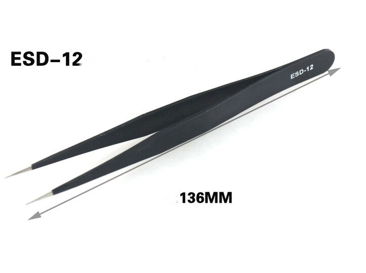 ESD10-15 de 6 tipos de pinzas de acero inoxidable, componentes electrónicos antiestáticos, herramientas de reparación de mantenimiento resistentes a la corrosión