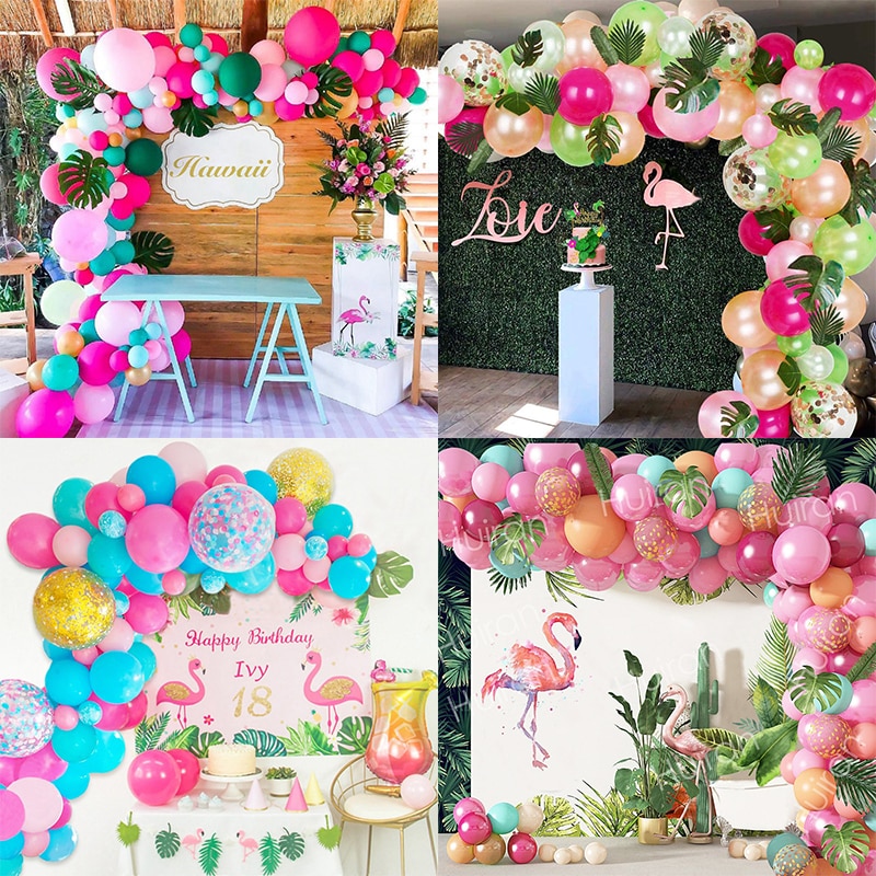 tropisch hawaiisch Ballon Girlande Bogen Bausatz Ballon Baby Dusche Konfetti Ballon Geburtstag Sommer Hawaii Party Dekor Hochzeit