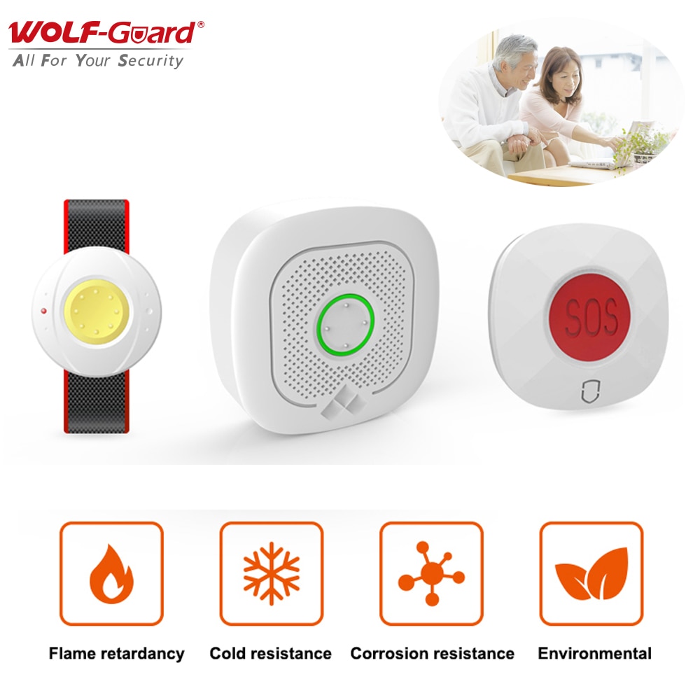 Wolf-Guard 3Pcs Smart Life / Tuya Wifi Home Alarm System Kit 433MHz Wireless Siren Emergency Alarming for Elderly / Patient