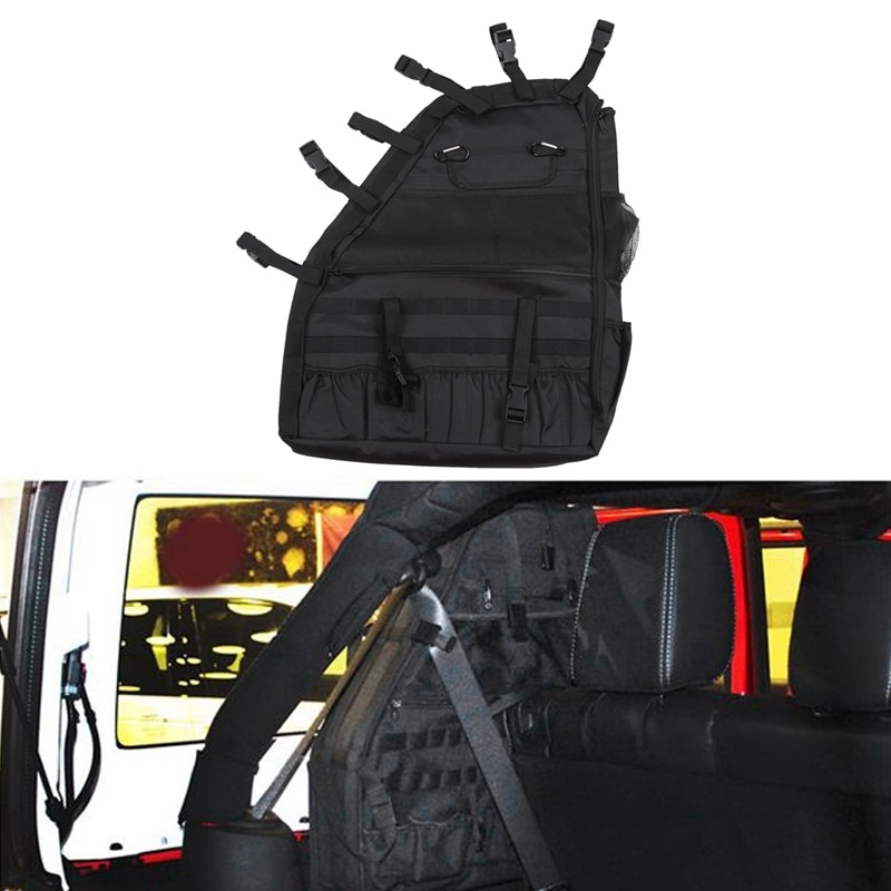 Roll Bar Storage Bag Cage for 2007 Jeep Wrangler Jk Rubicon 4-Door with Multi-Pockets & Organizers & Cargo Bag Saddlebag To