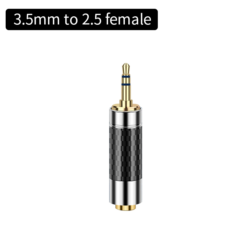 Vergulde hoofdtelefoonaansluiting 2,5 mm 3,5 mm 4,4 mm conversie Audio-adapter Stereo stekker Koolstofvezel audioconnector: Blauw