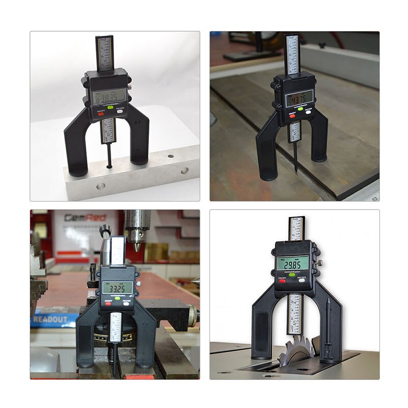 Digital Depth Gauge Tread Depth Gauge Height Caliper Tester Measure Tool LCD Magnetic Self Standing Aperture 80mm FP8