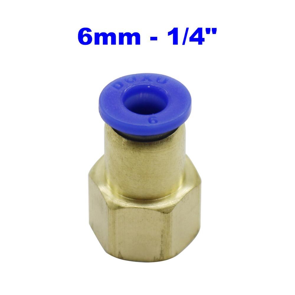 6mm Hose Tube Interface 1/4" 1/2" 1/8" 3/8" Female Thread Straight Push in Pneumatic Fittings Garden Irrigation Pipe Connectors: 6mm-1I4 inch