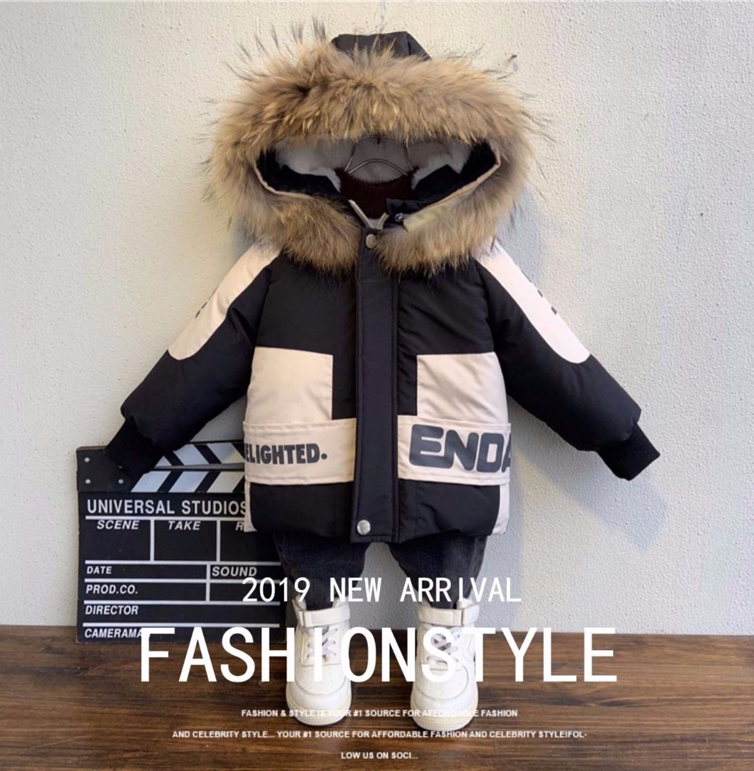 3 4 5 6 7 8 jahre Kleinkind Jungen Baumwolle ist hingefallen Kapuze Mäntel Winter Jacke freundlicher freundlicher jungen Kleidung outwear Outfits Warme Parkas: Schwarz / 5T