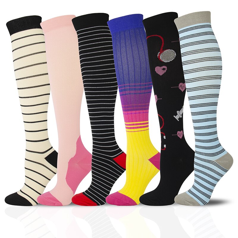 Compression Sock 6 Pairs Per Set Athletic Running Sock Running Marathon Sports Men Women Sock: S M