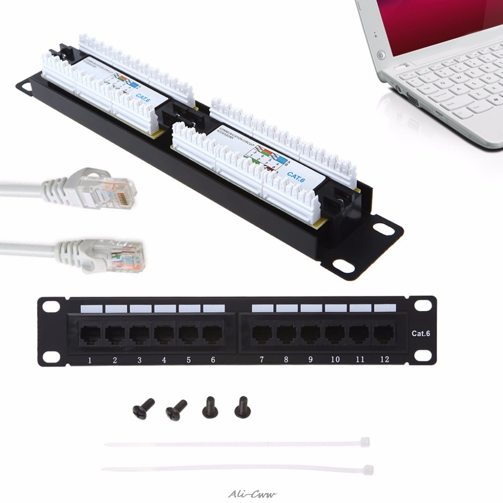 Cat6 12 Port RJ45 Patch Panel UTP LAN Network Adapter Cable Connector Rack Tool