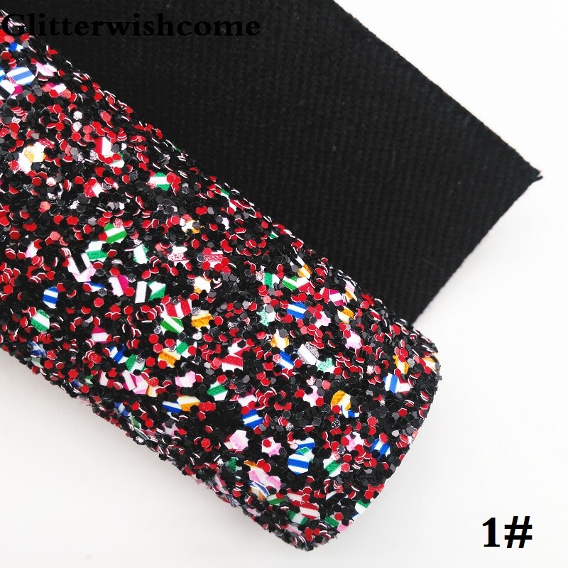 Glitterwishcome 21X29CM A4 Size Synthetisch Leer, Chunky Glitter Leer, faux PU Leer stof Vinyl voor Bows, GM037A: 1