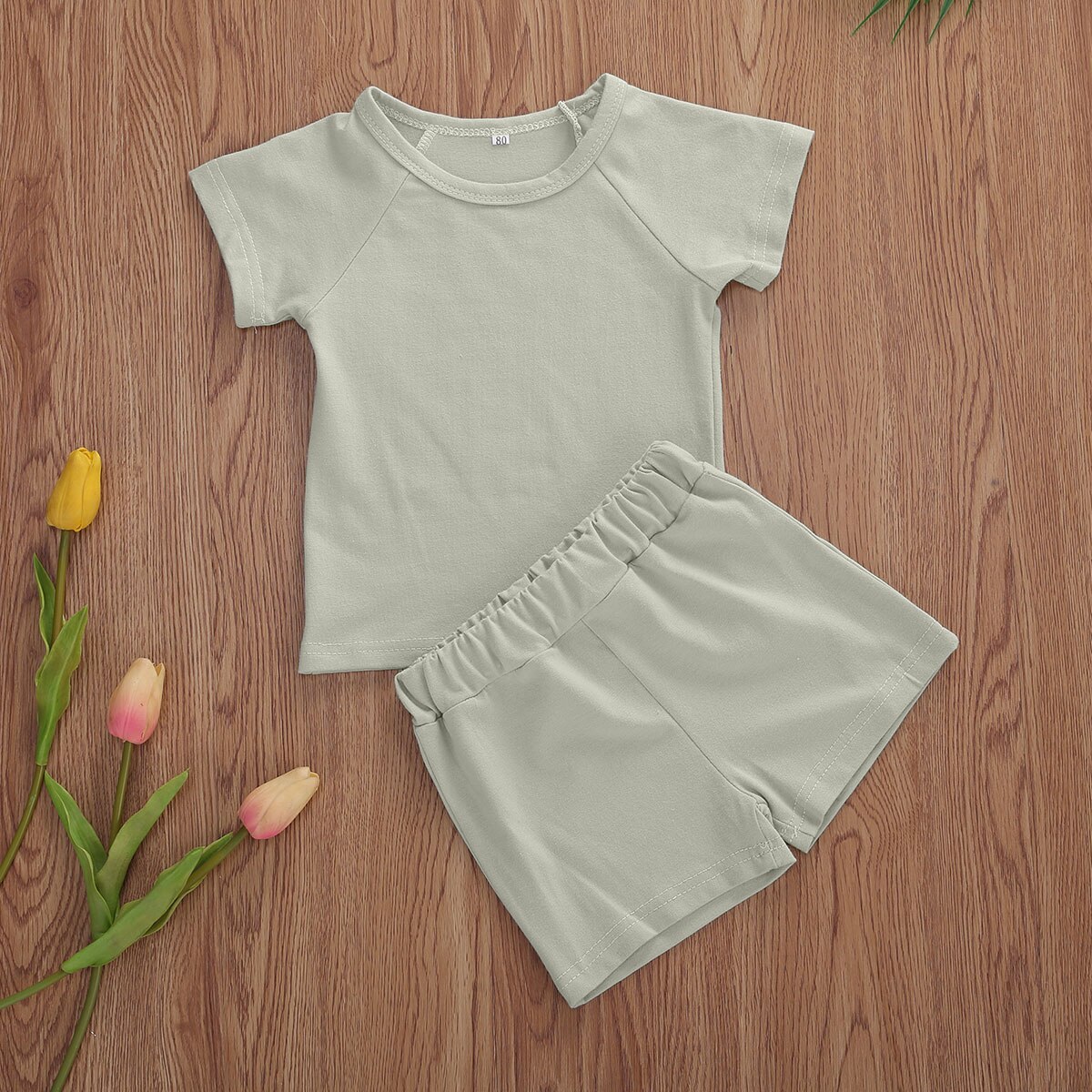 Kids Baby Jongens 2-Delige Outfit Set Zomer Mode Korte Mouw Effen Kleur Top En Shorts Set 1-5Years