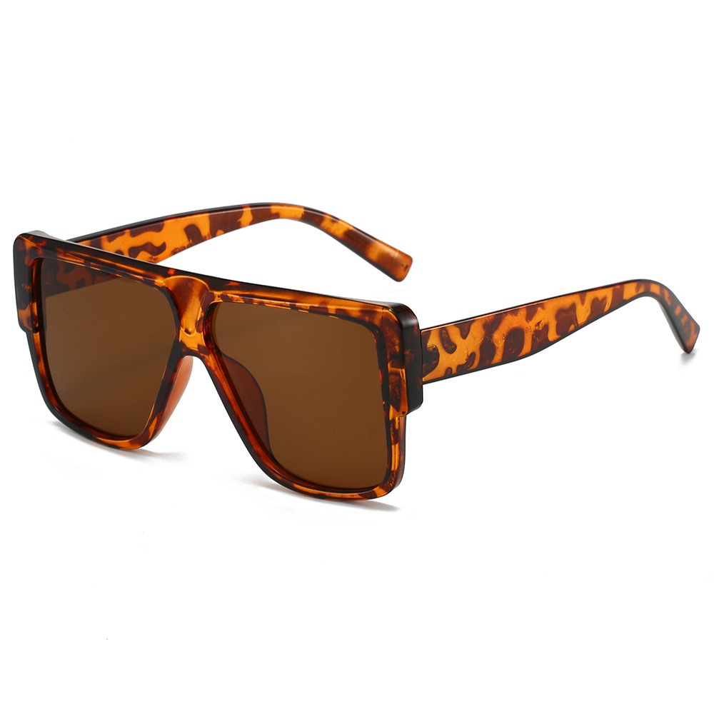 Trendy overdimensionerede firkantede solbriller til kvinder og mænd retro graduerede sorte orange nuancer  uv400 unikke briller med ét stykke glas: Sølv
