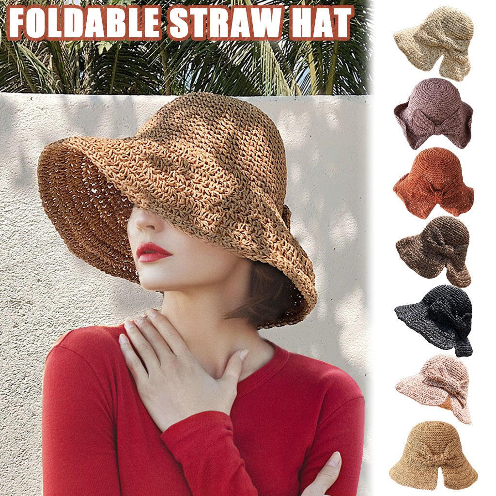 Sombrero De sol De las mujeres De verano De las señoras Floppy playa protector solar ciclismo ajustable gorro sombrero De paja Kapelusz Sombreros De Mujer Шапка Женская #30
