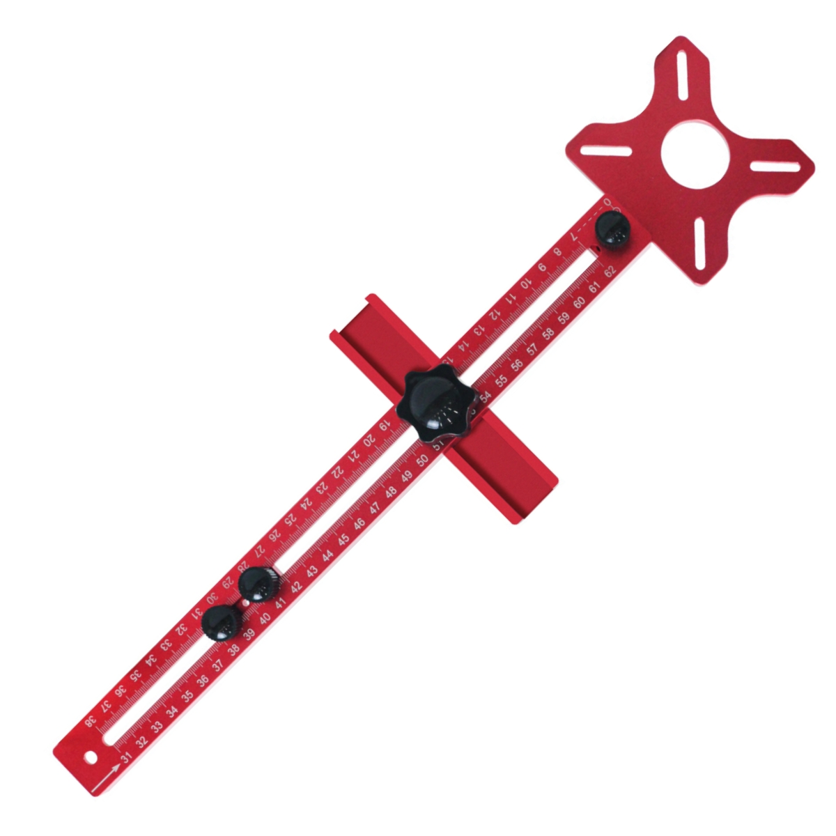 Support de rainure de fraisage de routeur 3 en 1, gabarit de coupe circulaire de routeur à rayon de 9 à 61cm, gabarit de matériel d'armoire en aluminium pour le travail du bois: Bleu