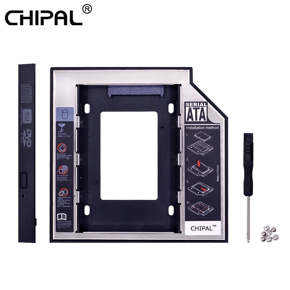 Chipal 2nd Hdd Caddy 12.7 Mm Aluminium Optibay Sata 3.0 Harde Schijf Box Behuizing Dvd Adapter 2.5 Ssd 2 tb Voor Laptop CD-ROM