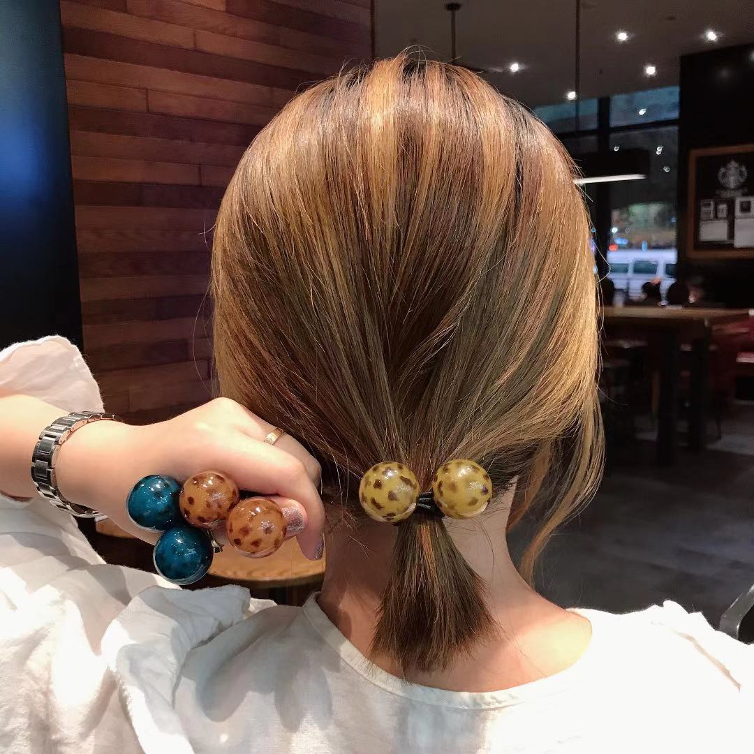 Colorful Leopard Print Big Ball Hair Accessories Hair Ties Headdress For Women Colored Grape Elastic Hair Bands Rubber Bands