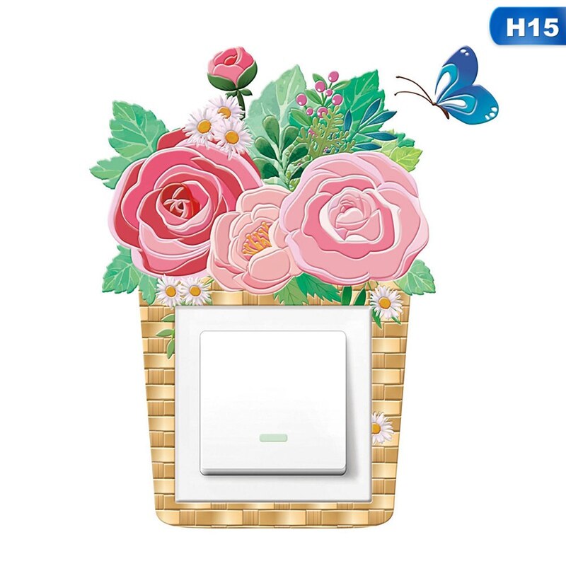 Wallsticker dyr enhjørning flamingo cover tegneserie værelse indretning 3d væg silikone tænd-sluk-kontakt lysende lyskontakt udtag: 15