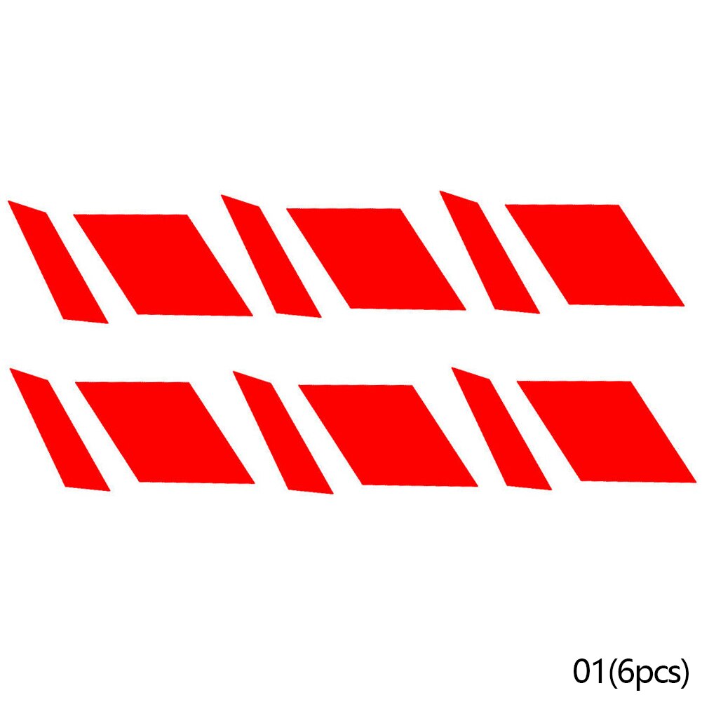 6 Pcs Traffic Safety Warning Tape Reflective Car Wheel Rim Vinyl Decal Sticker Waterproof Reflective Sticker For 18"-21": Rood