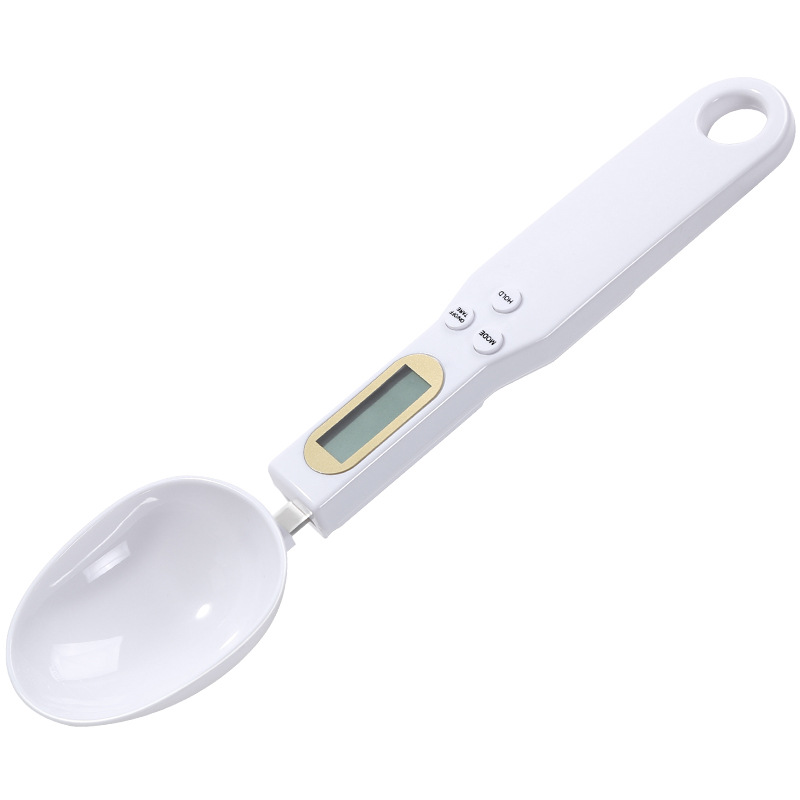 Electronic Kitchen Scale LCD Display Digital Accurate Weight Measuring Spoon Digital Spoon Scale Mini Plastic Kitchen Tool ZB820: white