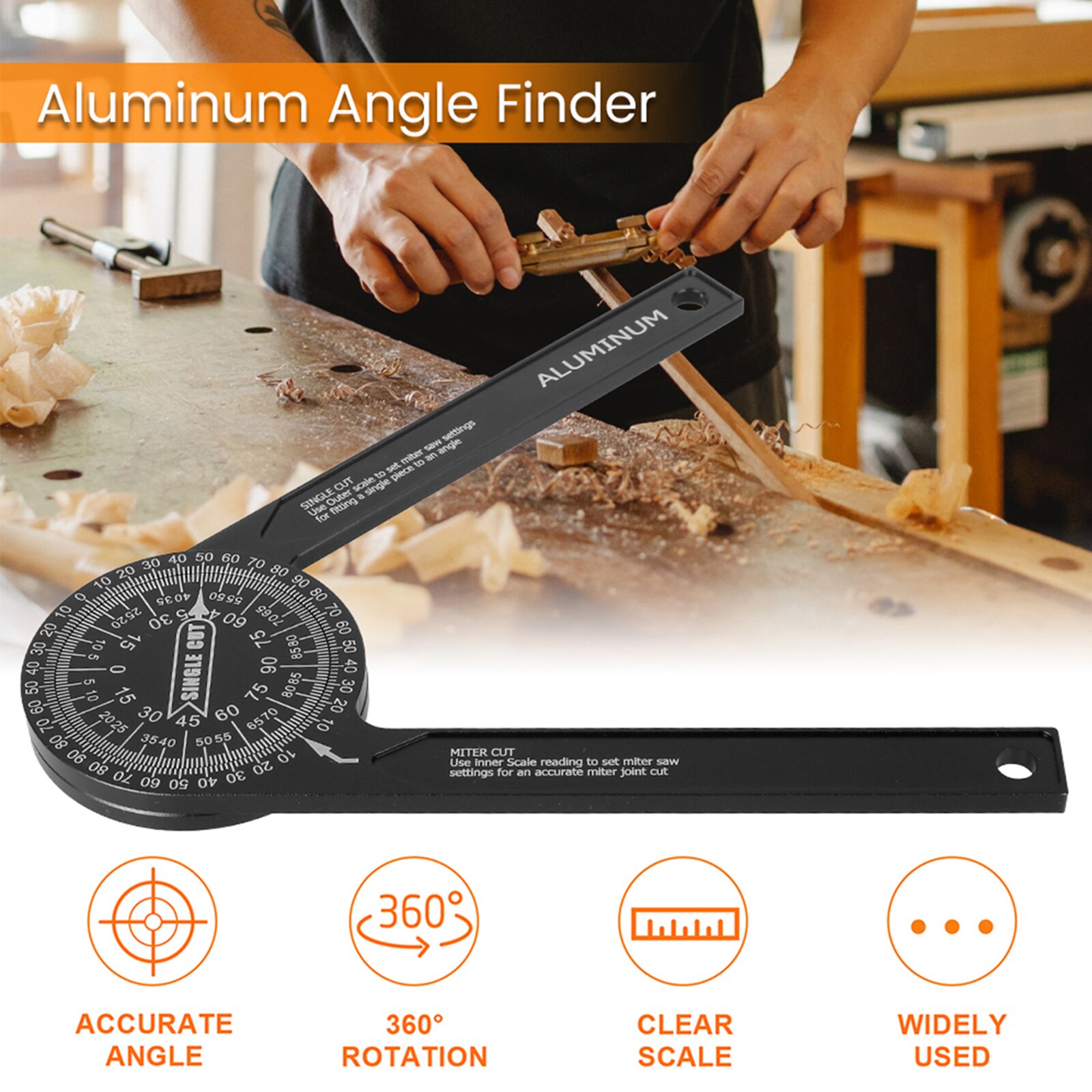 Miter Saw Protractor Angle Finder Woodworkers Edge Ruler Crown Molding Tools Corrosion Resistance Miter Saw Protractor