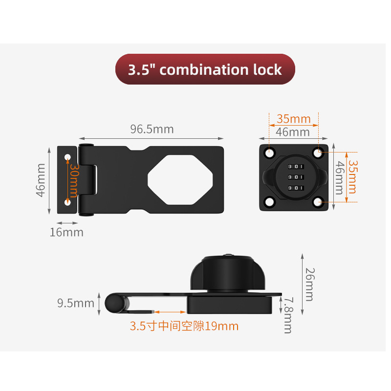 90° combination lock security lock for refrigerator cabinets and drawers sliding door lock for file cabinets bedroom door lock