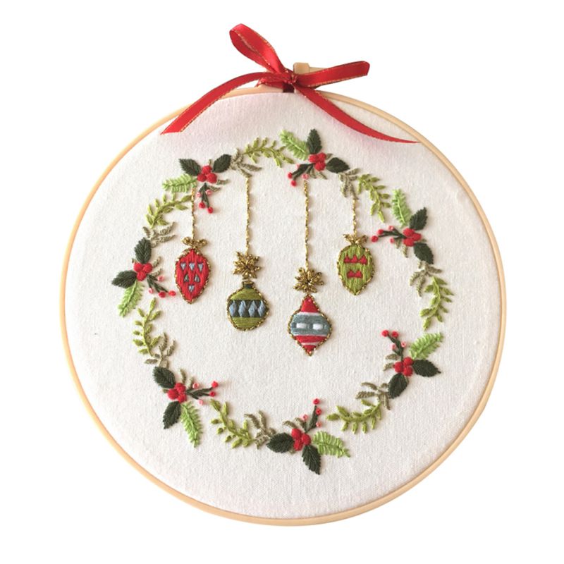Christmas Embroidery Ribbon Set EU Style Flowers DIY Beginners With Embroidery Shed Sewing Kit Cross-stitch Crafts Decoration: B