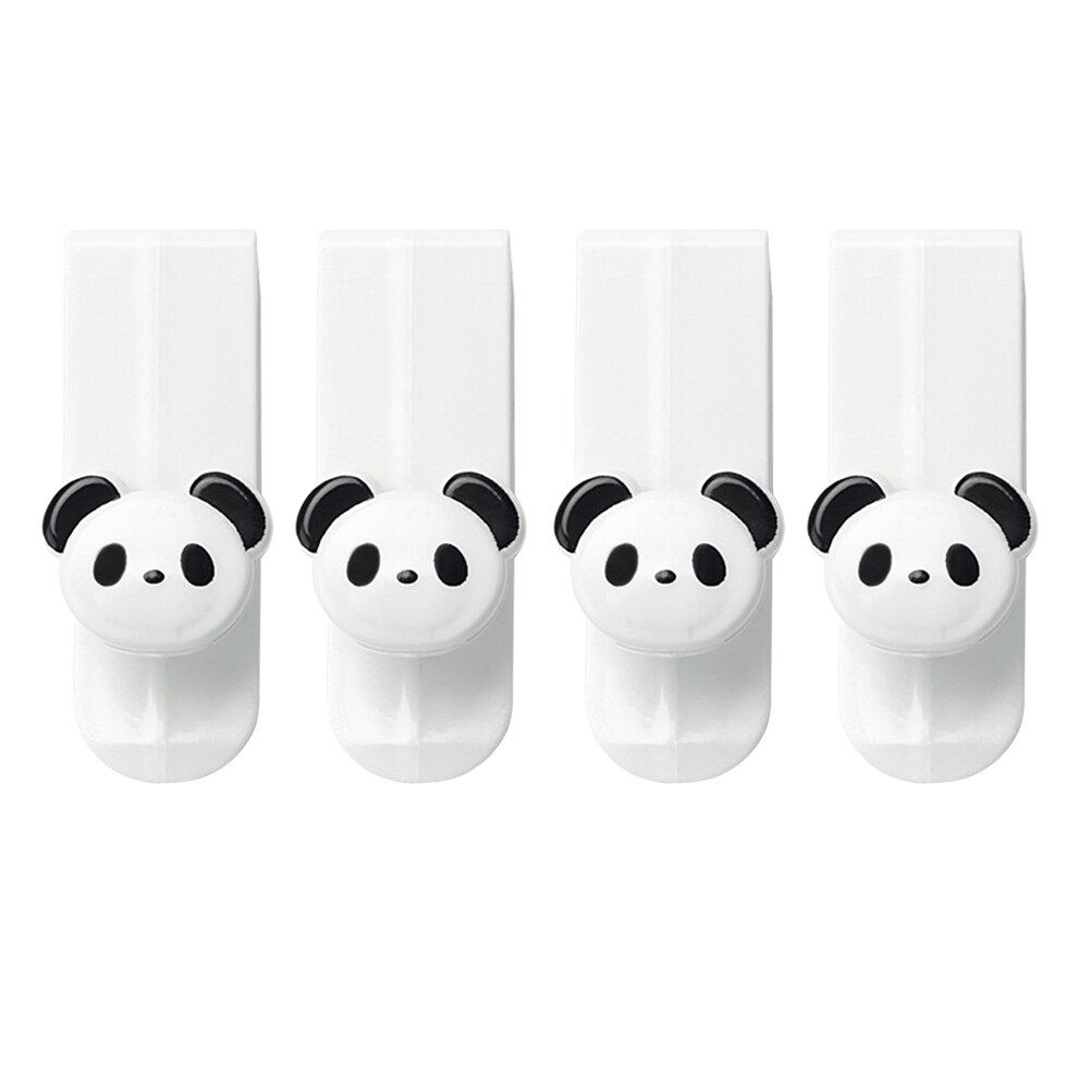 Colgador multifunción para 4 uds, gancho para puerta con patrón de Panda, gancho montado en la pared, gancho para almacenamiento de cocina y baño