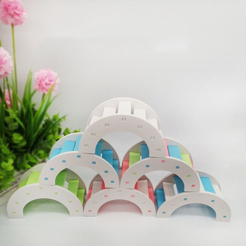 1PCS Hamster Toys Wooden Rainbow Bridge Toys Small Animal Activity Climb Toy DIY Hamster Cage Accessories Pet Supplie