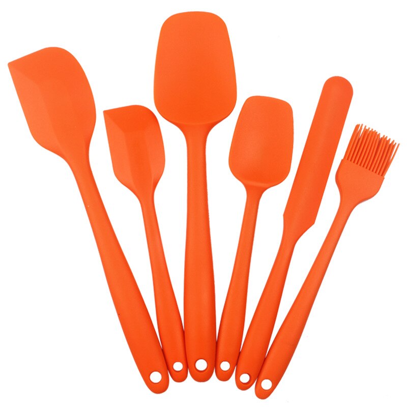 Kitchenware 6-Piece Silicone Spatula BPA-Free Non-Stick Silicone Spatula Spoon Oil Brush Set Baking Tools Cake Cream Spatula: Orange
