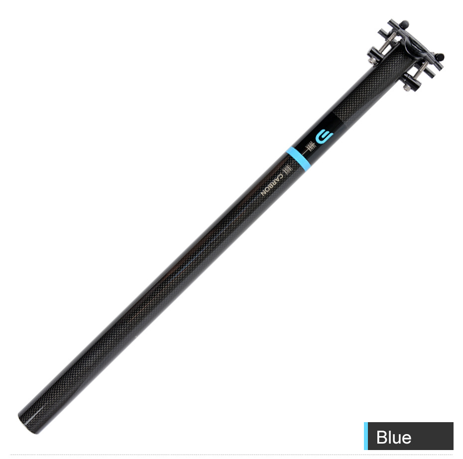 DODICI Full Carbon fiber Bicycle Seatpost 31.9/33.9/34.9*580mm 3K Glossy Folding Bike Seat Tube Ultralight Straight saddle pole: Blue 33.9x580mm