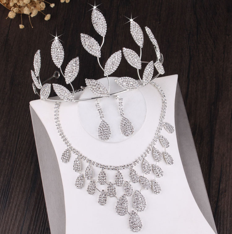 Barroco luxo espumante cristal folhas conjunto de jóias strass tiaras coroa colar brincos de casamento contas africanas conjuntos de jóias