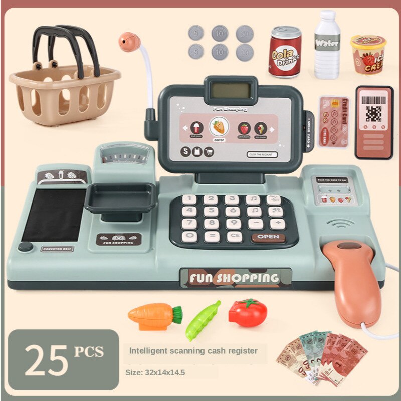 Casa del gioco Del Giocattolo di Simulazione Intelligente Scansione del Registratore di cassa di Carta Magnetica Educativi Multifunzionale Supermercato Giocattoli per Bambini