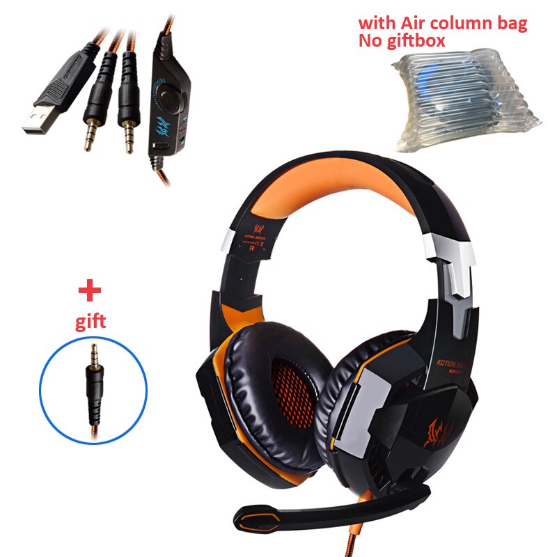 G2000 Oranje Gaming Headset Diepe Bas Stereo Casque Bedrade Hoofdtelefoon Gloeiende Oortelefoon Met Microfoon Voor PS4 Xbox Pc Laptop: Orange no box