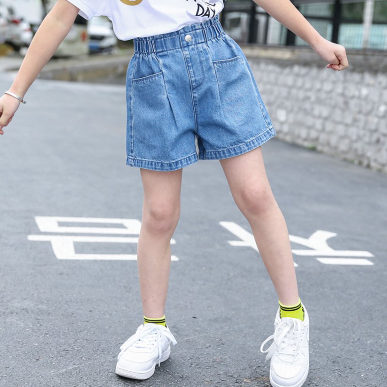 Girls Denim Jeans Shorts Children Elastic Waistband Jean Shorts For Teen Girls Clothes Summer Kids Casual Clothing