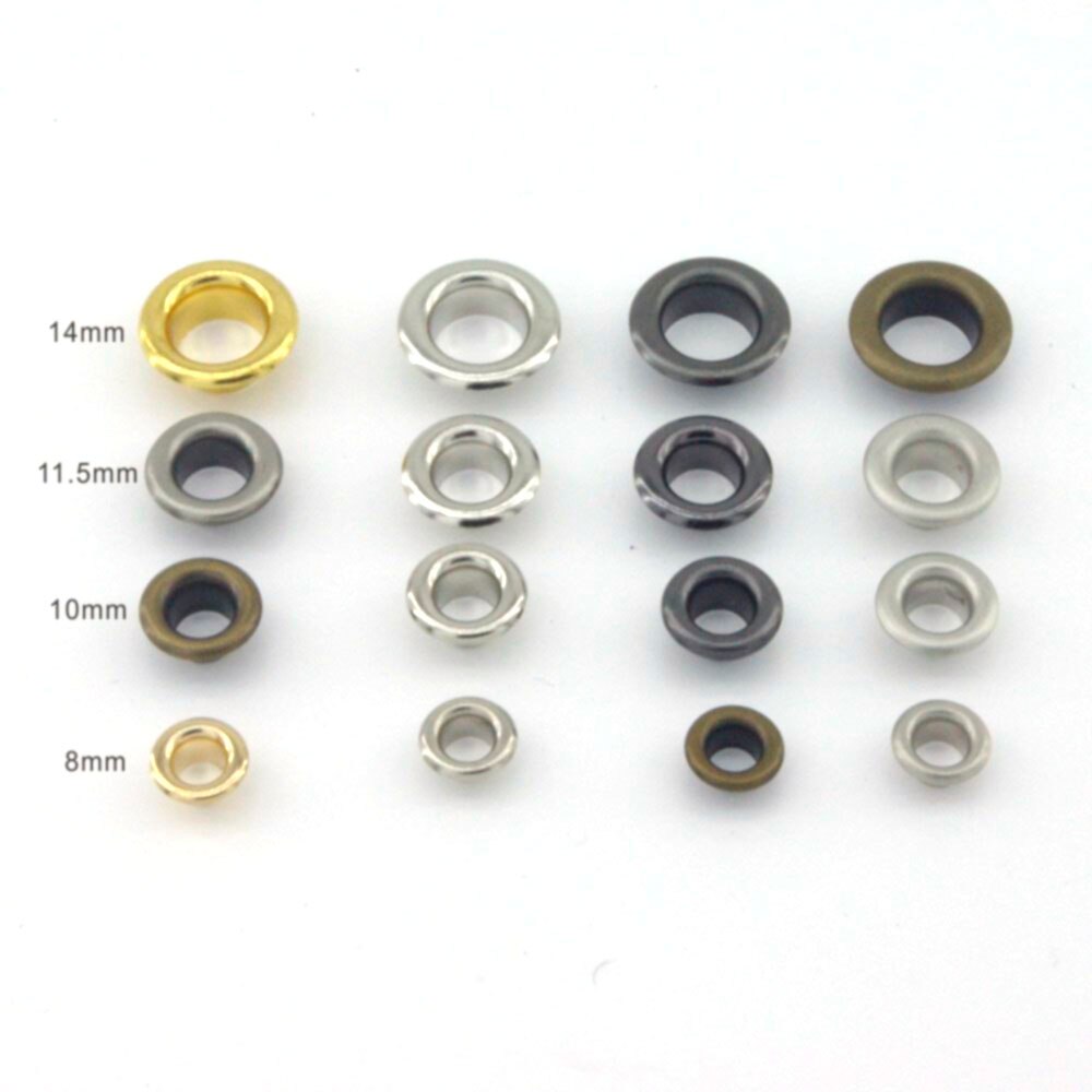 200sets/lot No Sew metal brass eyelets with washer 14mm*8mm small round metal grommets 7color 22#